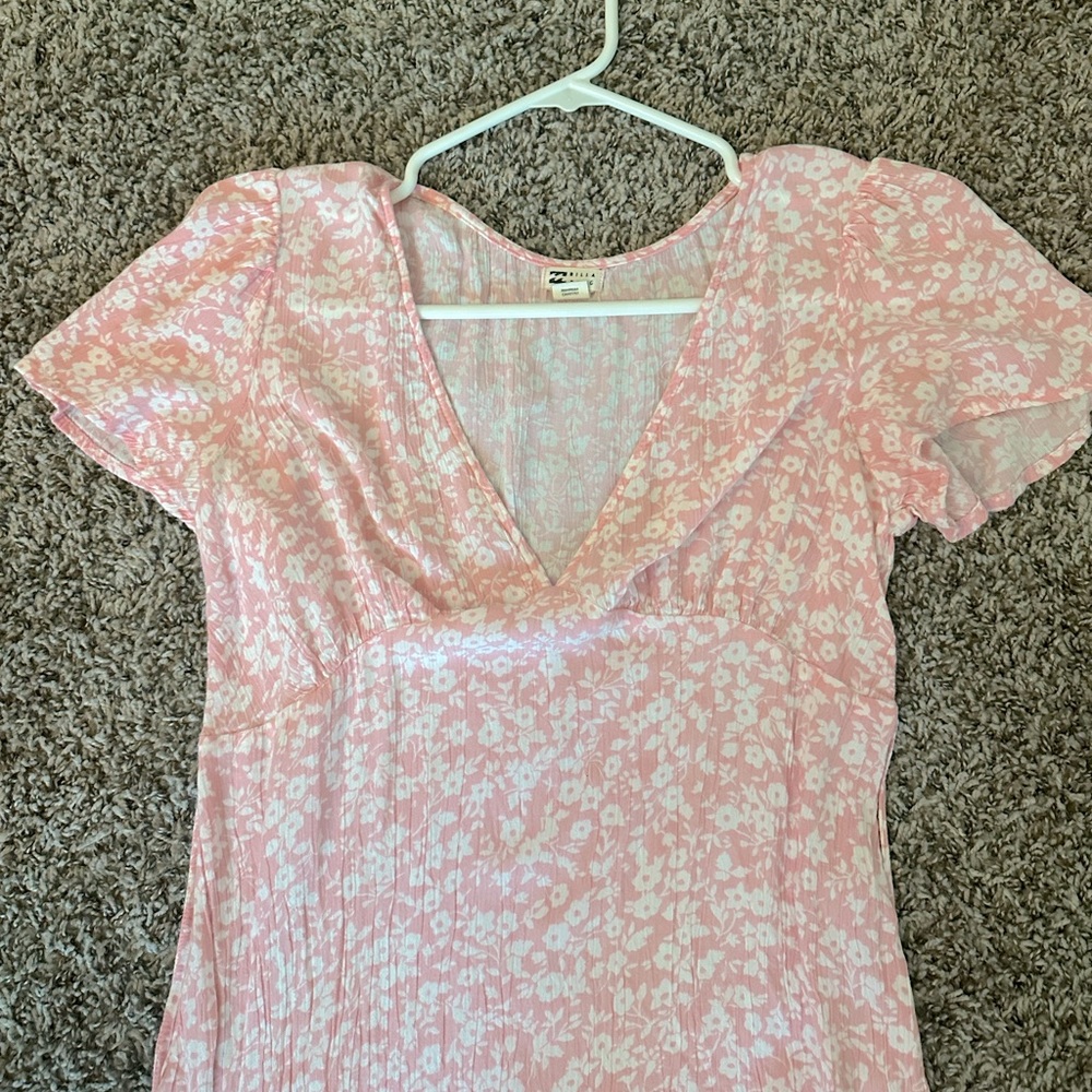 BILLABONG FLORAL PINK V NECK DRESS